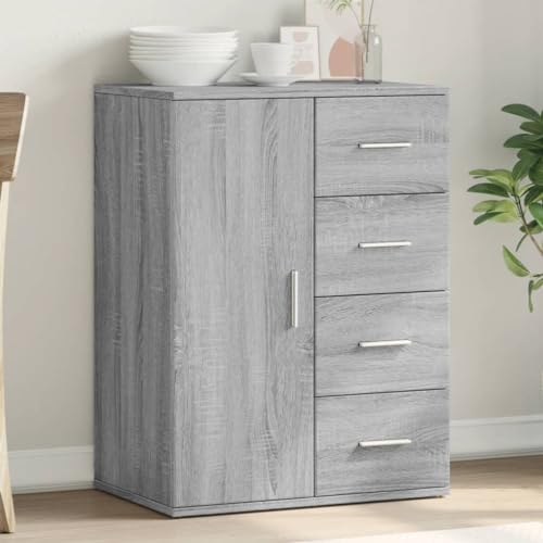 Qnhdfrt Sideboard Wohnzimmer Grau Sonoma 59x39x80 cm aus Holzwerkstoff - Robustes Design mit viel Stauraum für Wohnzimmer, Küche oder Flur von Qnhdfrt