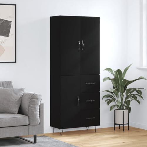 Qnhdfrt Sideboard Wohnzimmer Schrank Breit 69,5 cm Schwarz Aufbewahrung Highboard mit Metallfüßen aus Holzwerkstoff für Küche Flur Esszimmer Qnhdfrt Sideboard Wohnzimmer Schrank Breit 69,5 cm Schwarz Aufbewahrung Highboard mit Metallfüßen aus Holzwerkstoff für Küche Flur Esszimmer von Qnhdfrt