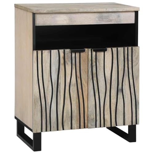 Qnhdfrt Sideboard Wohnzimmer Schrank aus Massivem Mangoholz & Spanplatten Weiß und Schwarz Rustikales Design mit Türen und Eisenbeinen Stauraum für Wohnzimmer Esszimmer Qnhdfrt Sideboard Wohnzimmer Schrank aus Massivem Mangoholz & Spanplatten Weiß und Schwarz Rustikales Design mit Türen und Eisenbeinen Stauraum für Wohnzimmer Esszimmer von Qnhdfrt