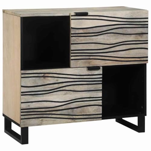 Qnhdfrt Sideboard Wohnzimmer Schrank mit Tür Weiß und Schwarz aus Mango-Holz & Holzwerkstoff – Modernes Design mit rustikalem Charme, Kommode für Küche, Flur oder Esszimmer Qnhdfrt Sideboard Wohnzimmer Schrank mit Tür Weiß und Schwarz aus Mango-Holz & Holzwerkstoff – Modernes Design mit rustikalem Charme, Kommode für Küche, Flur oder Esszimmer von Qnhdfrt