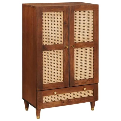 Qnhdfrt Sideboard Wohnzimmer aus massivem Mangoholz mit Cane-Details Braun 60x33.5x100 cm Stauraum Schubladen Regal Tür Qnhdfrt Sideboard Wohnzimmer aus massivem Mangoholz mit Cane-Details Braun 60x33.5x100 cm Stauraum Schubladen Regal Tür von Qnhdfrt
