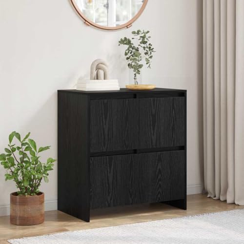 Qnhdfrt Sideboard aus Holzwerkstoff in Schwarze Eiche 70 x 41 x 75 cm mit rustikalem Design für Wohnzimmer, Esszimmer oder Flur von Qnhdfrt