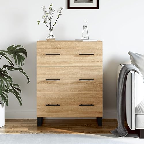Qnhdfrt Sideboard aus Holzwerkstoff in Sonoma-Eiche mit 3 Schubladen und Metallfüßen, 69,5x34x90 cm, für Wohnzimmer, Küche oder Flur Qnhdfrt Sideboard aus Holzwerkstoff in Sonoma-Eiche mit 3 Schubladen und Metallfüßen, 69,5x34x90 cm, für Wohnzimmer, Küche oder Flur von Qnhdfrt