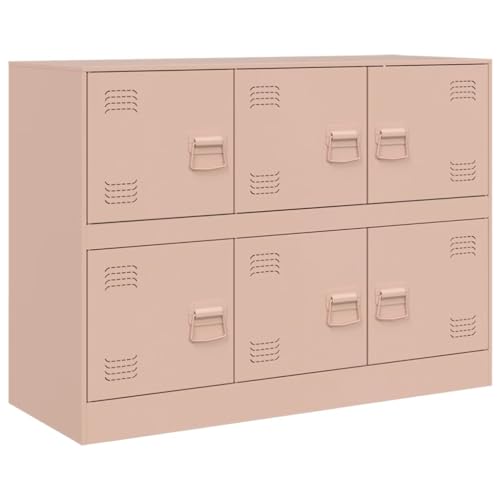 Qnhdfrt Sideboard aus Kaltgewalztem Stahl Rosa 99x39x73 cm mit 6 Fächern und Metallgriffen, Robustes Möbel für Wohnzimmer Küche Flur oder Büro Qnhdfrt Sideboard aus Kaltgewalztem Stahl Rosa 99x39x73 cm mit 6 Fächern und Metallgriffen, Robustes Möbel für Wohnzimmer Küche Flur oder Büro von Qnhdfrt