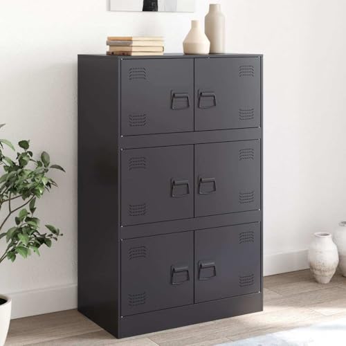 Qnhdfrt Sideboard aus Kaltgewalztem Stahl Schwarz 67x39x107 cm mit 6 Türen Robustes Design Praktischer Stauraum für Wohnzimmer Flur oder Büro Qnhdfrt Sideboard aus Kaltgewalztem Stahl Schwarz 67x39x107 cm mit 6 Türen Robustes Design Praktischer Stauraum für Wohnzimmer Flur oder Büro von Qnhdfrt