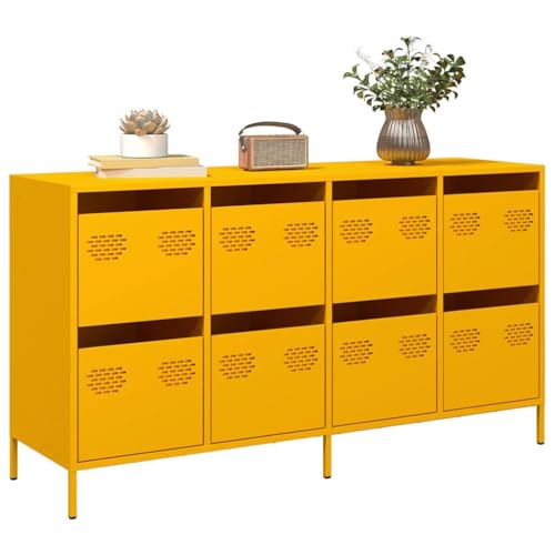 Qnhdfrt Sideboard aus Kaltgewalztem Stahl Senfgelb 135x39x73,5 cm mit 8 Schubladen für Wohnzimmer Küche oder Flur Robust und Vielseitig Qnhdfrt Sideboard aus Kaltgewalztem Stahl Senfgelb 135x39x73,5 cm mit 8 Schubladen für Wohnzimmer Küche oder Flur Robust und Vielseitig von Qnhdfrt