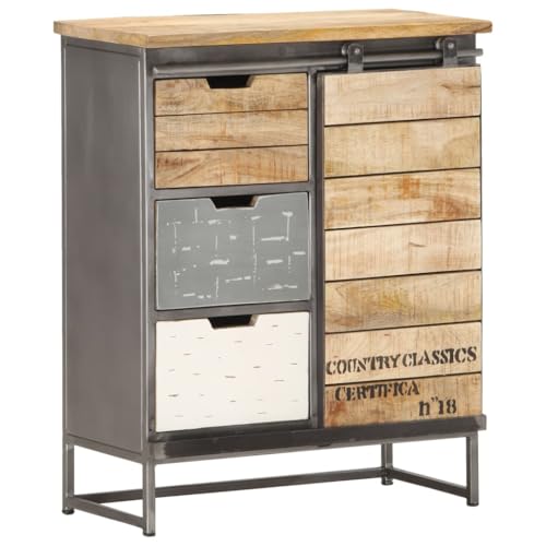 Qnhdfrt Sideboard aus Mango-Massivholz Grau 60x30x70cm mit 3 Schubladen und 1 Tür Retro Design für Wohnzimmer Küche Flur Kommode Schrank Robustes Aufbewahrungsmöbel Qnhdfrt Sideboard aus Mango-Massivholz Grau 60x30x70cm mit 3 Schubladen und 1 Tür Retro Design für Wohnzimmer Küche Flur Kommode Schrank Robustes Aufbewahrungsmöbel von Qnhdfrt
