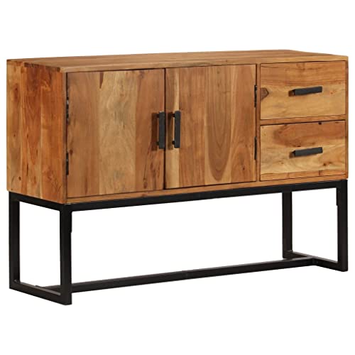 Qnhdfrt Sideboard aus Massivholz Akazie Braun Rustikaler Look 110x30x70 cm mit 2 Türen und 2 Schubladen für Wohnzimmer Küche Flur als Buffetschrank oder Anrichte Qnhdfrt Sideboard aus Massivholz Akazie Braun Rustikaler Look 110x30x70 cm mit 2 Türen und 2 Schubladen für Wohnzimmer Küche Flur als Buffetschrank oder Anrichte von Qnhdfrt