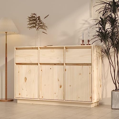 Qnhdfrt Sideboard aus Massivholz Kiefer 110x34x75 cm mit 3 Schubladen und 6 Fächern Rustikaler Look für Wohnzimmer Küche Flur Qnhdfrt Sideboard aus Massivholz Kiefer 110x34x75 cm mit 3 Schubladen und 6 Fächern Rustikaler Look für Wohnzimmer Küche Flur von Qnhdfrt