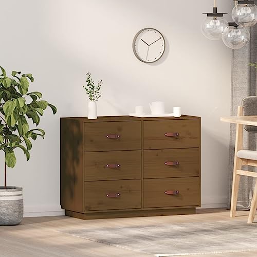 Qnhdfrt Sideboard aus Massivholz Kiefer Honigbraun 100x40x75 cm mit 6 Schubladen Rustikales Design für Wohnzimmer Küche und Flur Stabile Aufbewahrung Qnhdfrt Sideboard aus Massivholz Kiefer Honigbraun 100x40x75 cm mit 6 Schubladen Rustikales Design für Wohnzimmer Küche und Flur Stabile Aufbewahrung von Qnhdfrt