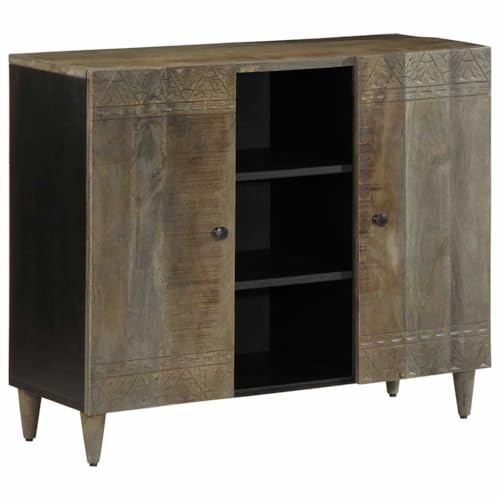 Qnhdfrt Sideboard aus Massivholz Mango Schwarz 90x33x75 cm mit Handgeschnitztem Muster Robust Stabiles Möbel für Küchenschrank Wohnzimmer Flur Büro Qnhdfrt Sideboard aus Massivholz Mango Schwarz 90x33x75 cm mit Handgeschnitztem Muster Robust Stabiles Möbel für Küchenschrank Wohnzimmer Flur Büro von Qnhdfrt