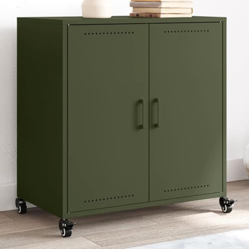 Qnhdfrt Sideboard aus Stahl Olivgrün 68,5x39x72 cm mit 2 Türen und 4 Rollen Robust Langlebig Pflegeleicht für Wohnzimmer Flur oder Büro als Vielseitiger Schrank Möbel Qnhdfrt Sideboard aus Stahl Olivgrün 68,5x39x72 cm mit 2 Türen und 4 Rollen Robust Langlebig Pflegeleicht für Wohnzimmer Flur oder Büro als Vielseitiger Schrank Möbel von Qnhdfrt