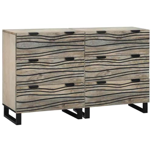 Qnhdfrt Sideboard aus massivem Mangoholz mit Schubladen, Weiß 60 x 33,5 x 75 cm, 2-TLG. Set - Rustikales Design mit Tassengriffen für Wohnzimmer, Flur oder Esszimmer Qnhdfrt Sideboard aus massivem Mangoholz mit Schubladen, Weiß 60 x 33,5 x 75 cm, 2-TLG. Set - Rustikales Design mit Tassengriffen für Wohnzimmer, Flur oder Esszimmer von Qnhdfrt
