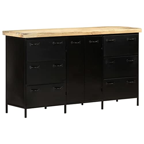 Qnhdfrt Sideboard aus rauem Mangoholz 140x38x76 cm mit Stahlrahmen Rustikaler Industrialer Stil für Wohnzimmer Küche Flur Qnhdfrt Sideboard aus rauem Mangoholz 140x38x76 cm mit Stahlrahmen Rustikaler Industrialer Stil für Wohnzimmer Küche Flur von Qnhdfrt