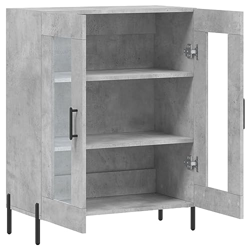 Qnhdfrt Sideboard in Betongrau aus Holzwerkstoff mit Eisenbeinen 69,5x34x90cm Zeitloses Design Viel Stauraum für Wohnzimmer Flur Küche von Qnhdfrt