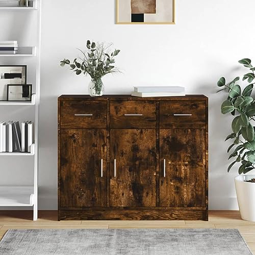 Qnhdfrt Sideboard in Räuchereiche Holzwerkstoff 91x28x75 cm Breiter Schrank mit Zeitlosem Landhausstil Design Viel Stauraum für Wohnzimmer Küche oder Flur Qnhdfrt Sideboard in Räuchereiche Holzwerkstoff 91x28x75 cm Breiter Schrank mit Zeitlosem Landhausstil Design Viel Stauraum für Wohnzimmer Küche oder Flur von Qnhdfrt
