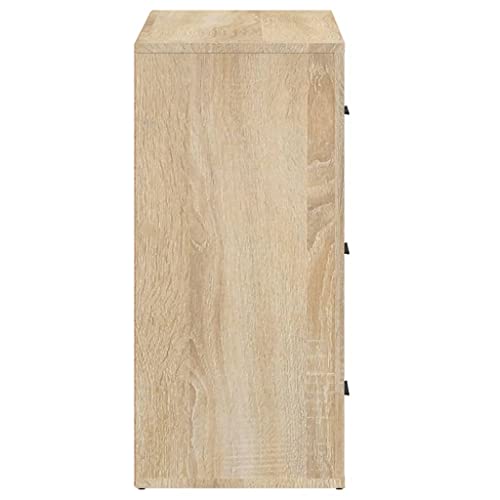 Qnhdfrt Sideboard in Sonoma-Eiche aus Holzwerkstoff 80x33x70 cm mit 3 Schubladen für praktische Aufbewahrung – Stabiles Möbelstück für Wohnzimmer Küche oder Flur von Qnhdfrt