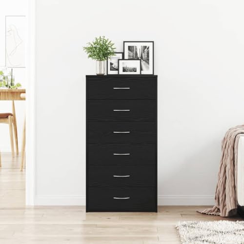 Qnhdfrt Sideboard mit 6 Schubladen Schwarz Eichen-Optik 50x34x96 cm Aufbewahrungsschrank für Wohnzimmer Küche Flur Qnhdfrt Sideboard mit 6 Schubladen Schwarz Eichen-Optik 50x34x96 cm Aufbewahrungsschrank für Wohnzimmer Küche Flur von Qnhdfrt