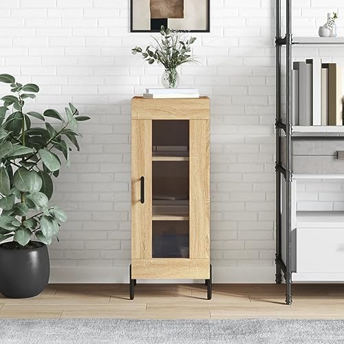 Qnhdfrt Sideboard mit Glastür in Sonoma-Eiche 34,5x34x90 cm - Klassisches Design für Wohnzimmer Küche Flur mit viel Stauraum Qnhdfrt Sideboard mit Glastür in Sonoma-Eiche 34,5x34x90 cm - Klassisches Design für Wohnzimmer Küche Flur mit viel Stauraum von Qnhdfrt