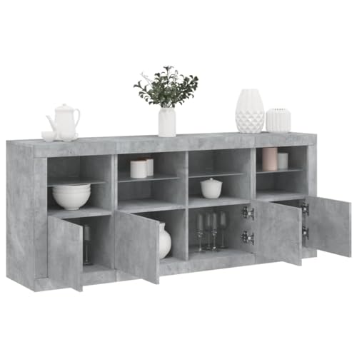 Qnhdfrt Sideboard mit LED-Beleuchtung Betongrau 163x37x67 cm Modernes Design für Wohnzimmer Küche Flur mit RGB-Lichtern und Stauraum Qnhdfrt Sideboard mit LED-Beleuchtung Betongrau 163x37x67 cm Modernes Design für Wohnzimmer Küche Flur mit RGB-Lichtern und Stauraum von Qnhdfrt