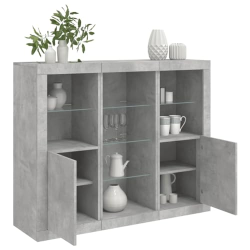 Qnhdfrt Sideboard mit LED-Beleuchtung Betongrau 3er Set Holzwerkstoff Glas 123x37x100 cm Modernes Design für Wohnzimmer Küche Flur RGB-Licht und Stauraum Qnhdfrt Sideboard mit LED-Beleuchtung Betongrau 3er Set Holzwerkstoff Glas 123x37x100 cm Modernes Design für Wohnzimmer Küche Flur RGB-Licht und Stauraum von Qnhdfrt