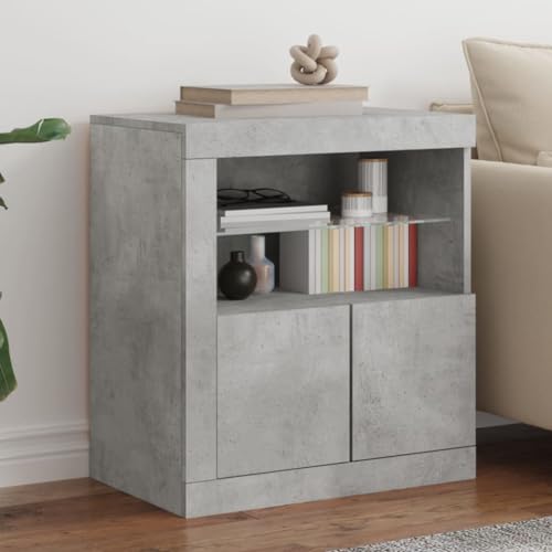 Qnhdfrt Sideboard mit LED-Beleuchtung Betongrau 60,5x37x67 cm Moderner Aufbewahrungsschrank für Wohnzimmer und Flur Qnhdfrt Sideboard mit LED-Beleuchtung Betongrau 60,5x37x67 cm Moderner Aufbewahrungsschrank für Wohnzimmer und Flur von Qnhdfrt