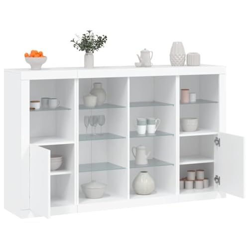 Qnhdfrt Sideboard mit LED-Beleuchtung Weiß 3 STK. Holzwerkstoff Modernes Design RGB-Licht für Wohnzimmer Küche Flur 163x37x100 cm von Qnhdfrt