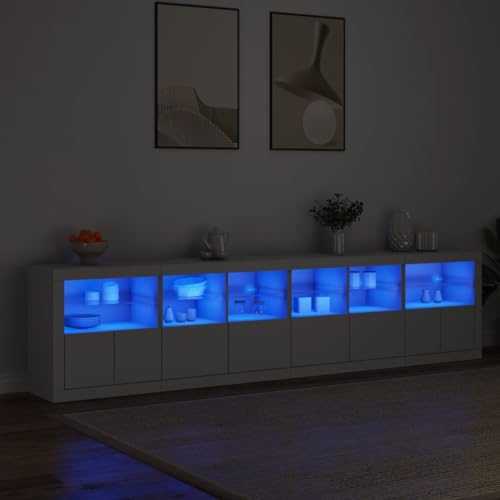 Qnhdfrt Sideboard mit LED Beleuchtung Weiß Breites Aufbewahrungsmöbel 283x37x67 cm Modernes Design für Wohnzimmer Flur Esszimmer Qnhdfrt Sideboard mit LED Beleuchtung Weiß Breites Aufbewahrungsmöbel 283x37x67 cm Modernes Design für Wohnzimmer Flur Esszimmer von Qnhdfrt