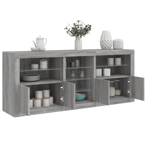 Qnhdfrt Sideboard mit RGB LED Beleuchtung Grau Sonoma 181,5 cm Breit Moderner Aufbewahrungsschrank für Wohnzimmer Flur Qnhdfrt Sideboard mit RGB LED Beleuchtung Grau Sonoma 181,5 cm Breit Moderner Aufbewahrungsschrank für Wohnzimmer Flur von Qnhdfrt