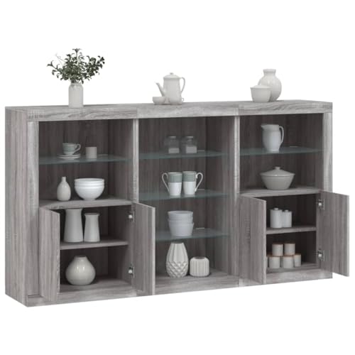 Qnhdfrt Sideboard mit RGB LED-Beleuchtung Grau Sonoma 181,5x37x100 cm Modernes Buffet für Wohnzimmer Flur mit Stauraum und Glas Qnhdfrt Sideboard mit RGB LED-Beleuchtung Grau Sonoma 181,5x37x100 cm Modernes Buffet für Wohnzimmer Flur mit Stauraum und Glas von Qnhdfrt