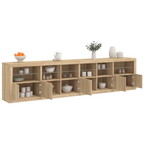 Qnhdfrt Sideboard mit RGB LED-Beleuchtung Sonoma-Eiche 283x37x67 cm - Modernes Buffetschrank für Wohnzimmer und Flur mit Stauraum und Präsentationsfläche Qnhdfrt Sideboard mit RGB LED-Beleuchtung Sonoma-Eiche 283x37x67 cm - Modernes Buffetschrank für Wohnzimmer und Flur mit Stauraum und Präsentationsfläche von Qnhdfrt