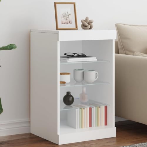 Qnhdfrt Sideboard mit RGB LED-Beleuchtung Weiß Holzwerkstoff Glas 41x37x67 cm Moderner Stauraumschrank für Wohnzimmer Küche Flur Qnhdfrt Sideboard mit RGB LED-Beleuchtung Weiß Holzwerkstoff Glas 41x37x67 cm Moderner Stauraumschrank für Wohnzimmer Küche Flur von Qnhdfrt