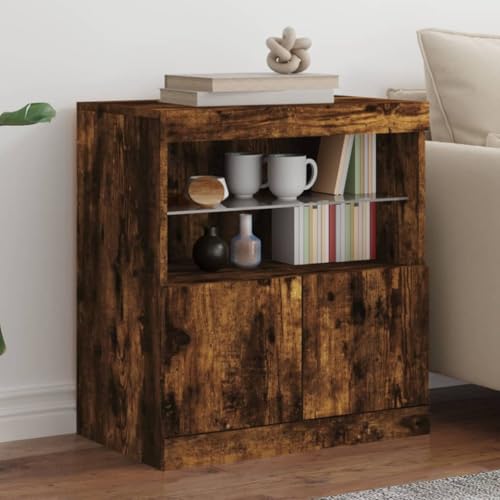 Qnhdfrt Sideboard mit RGB LED-Beleuchtung in Räuchereiche, 60x37x67 cm, Moderner Schrank für Wohnzimmer, Flur oder Esszimmer mit Stauraum und Dekorationsfunktion Qnhdfrt Sideboard mit RGB LED-Beleuchtung in Räuchereiche, 60x37x67 cm, Moderner Schrank für Wohnzimmer, Flur oder Esszimmer mit Stauraum und Dekorationsfunktion von Qnhdfrt