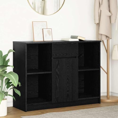 Qnhdfrt Sideboard mit Schublade Schwarz Eichen-Optik 101x35x76 cm Aufbewahrungsschrank für Wohnzimmer Küche Flur mit Flexibler Montage und robustem Material von Qnhdfrt