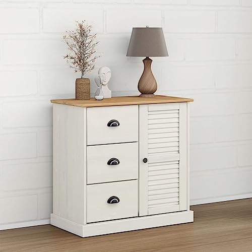 Qnhdfrt Sideboard mit Schubladen Kiefer Massivholz Weiß 78x40x75 cm Kommode Stauraum Möbel für Wohnzimmer Flur Küche Qnhdfrt Sideboard mit Schubladen Kiefer Massivholz Weiß 78x40x75 cm Kommode Stauraum Möbel für Wohnzimmer Flur Küche von Qnhdfrt