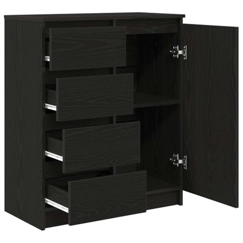 Qnhdfrt Sideboard mit Schubladen Schwarz Eichen-Optik 71x35x84 cm - Modernes Möbel mit Tür und Einlegeboden für Wohnzimmer Küche Flur Büro Stauraum Organisation Qnhdfrt Sideboard mit Schubladen Schwarz Eichen-Optik 71x35x84 cm - Modernes Möbel mit Tür und Einlegeboden für Wohnzimmer Küche Flur Büro Stauraum Organisation von Qnhdfrt