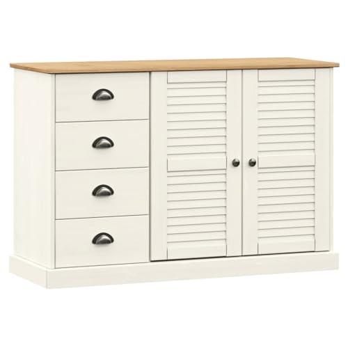 Qnhdfrt Sideboard mit Schubladen VIGO 113x40x75 cm Massivholz Kiefer Weiß Kommode Aufbewahrung für Wohnzimmer Flur Küche Qnhdfrt Sideboard mit Schubladen VIGO 113x40x75 cm Massivholz Kiefer Weiß Kommode Aufbewahrung für Wohnzimmer Flur Küche von Qnhdfrt