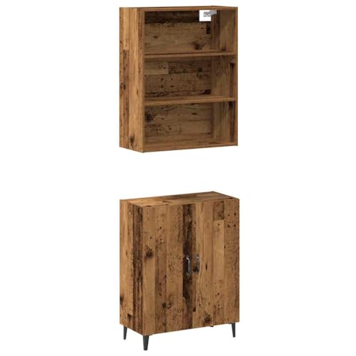 Qnhdfrt Sideboard mit Wandschrank Altholz-Optik Holzwerkstoff Beistellschrank 69,5x34x180cm für Wohnzimmer Küche Flur von Qnhdfrt