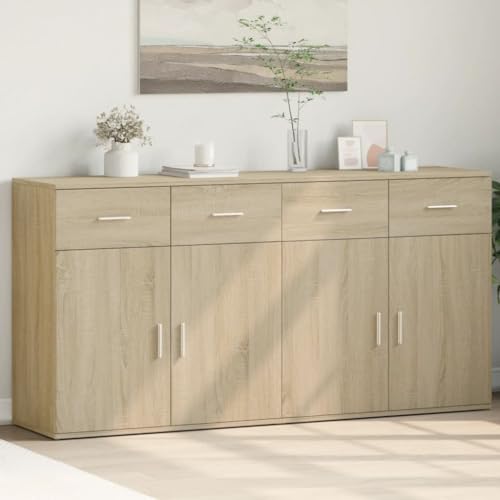 Qnhdfrt Sideboards 2 Stück aus Holzwerkstoff in Sonoma-Eiche 79x38x80 cm Moderner Schrank mit Großzügigem Stauraum für Wohnzimmer Flur und Büro von Qnhdfrt
