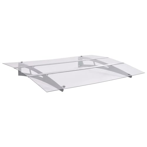 Qnhdfrt Silber Transparentes PET Türvordach 150x90 cm - Robustes Wetterfestes Vordach für Eingangstür mit Stahl-Aluminium-Rahmen und Einfacher Montage von Qnhdfrt