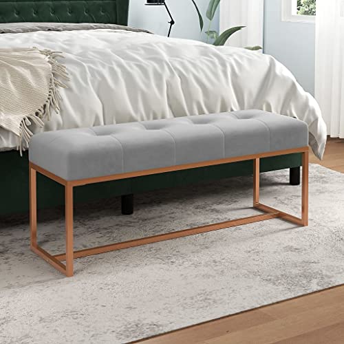 Qnhdfrt Sitzbank Grau 110x36x45 cm Samt Polsterbank mit Metallfüßen Multifunktionale Bank für Flur Schlafzimmer und Esszimmer von Qnhdfrt
