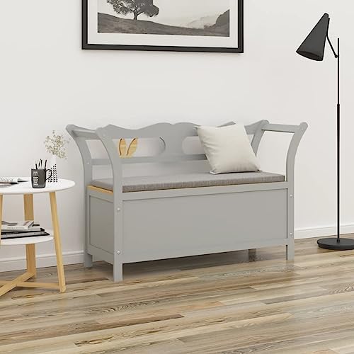 Qnhdfrt Sitzbank Grau aus Massivem Tannenholz 107x45x75,5 cm mit Rückenlehne & Stauraum Langlebige Flur Bank für Eingangsbereich Schlafzimmer und Esszimmer Qnhdfrt Sitzbank Grau aus Massivem Tannenholz 107x45x75,5 cm mit Rückenlehne & Stauraum Langlebige Flur Bank für Eingangsbereich Schlafzimmer und Esszimmer von Qnhdfrt