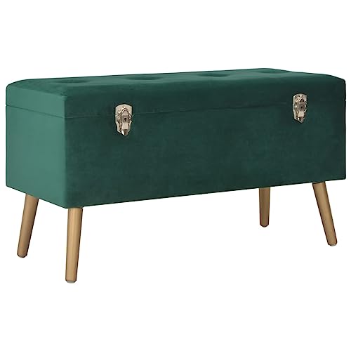Qnhdfrt Sitzbank aus grünem Samt mit Staufach 80 cm Länge Goldene Holzbeine für Wohnzimmer Flur und Schlafzimmer von Qnhdfrt