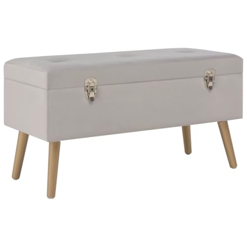 Qnhdfrt Sitzbank mit Stauraum 80 cm Grauer Samtbezug und Goldene Holzbeine Stabile Flurbank für Wohnzimmer Flur und Schlafzimmer Qnhdfrt Sitzbank mit Stauraum 80 cm Grauer Samtbezug und Goldene Holzbeine Stabile Flurbank für Wohnzimmer Flur und Schlafzimmer von Qnhdfrt