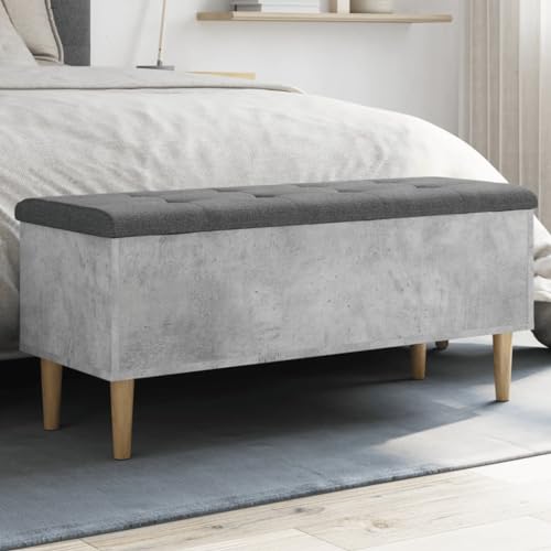 Qnhdfrt Sitzbank mit Stauraum Betongrau 102 x 42 x 46 cm aus Holzwerkstoff & Massivholz Eukalyptus Praktische Aufbewahrungsbank für Flur Wohnzimmer oder Schlafzimmer Qnhdfrt Sitzbank mit Stauraum Betongrau 102 x 42 x 46 cm aus Holzwerkstoff & Massivholz Eukalyptus Praktische Aufbewahrungsbank für Flur Wohnzimmer oder Schlafzimmer von Qnhdfrt