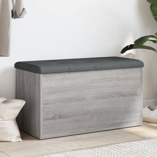 Qnhdfrt Sitzbank mit Stauraum Grau Sonoma 82x42x45 cm aus Holzwerkstoff – Bequeme Sitzgelegenheit mit integriertem Kissen und viel Platz für Aufbewahrung im Flur Wohnzimmer oder Schlafzimmer Qnhdfrt Sitzbank mit Stauraum Grau Sonoma 82x42x45 cm aus Holzwerkstoff – Bequeme Sitzgelegenheit mit integriertem Kissen und viel Platz für Aufbewahrung im Flur Wohnzimmer oder Schlafzimmer von Qnhdfrt