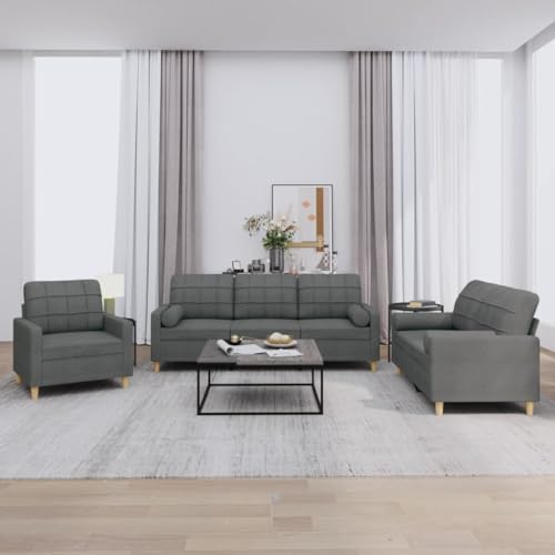 Qnhdfrt Sofa Couch Garnitur 3-teilig mit Sessel Dunkelgrau Stoff Wohnlandschaft für Wohnzimmer Balkon Esszimmer Qnhdfrt Sofa Couch Garnitur 3-teilig mit Sessel Dunkelgrau Stoff Wohnlandschaft für Wohnzimmer Balkon Esszimmer von Qnhdfrt