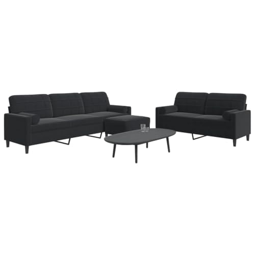 Qnhdfrt Sofa Couch Garnitur Schwarz Samt 3-TLG. mit Hocker und Nackenkissen Modernes Design für Wohnzimmer Balkon Loungebereich Qnhdfrt Sofa Couch Garnitur Schwarz Samt 3-TLG. mit Hocker und Nackenkissen Modernes Design für Wohnzimmer Balkon Loungebereich von Qnhdfrt