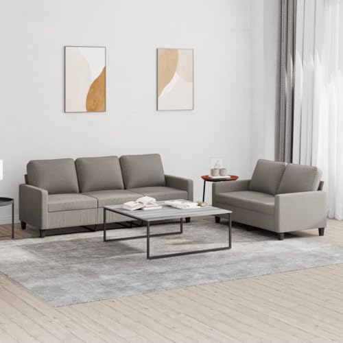 Qnhdfrt Sofa Garnitur 2-TLG. mit Kissen Taupe Stoff 138/198 cm Breite Strapazierfähiges Polyester Wohnlandschaft für Wohnzimmer Balkon Qnhdfrt Sofa Garnitur 2-TLG. mit Kissen Taupe Stoff 138/198 cm Breite Strapazierfähiges Polyester Wohnlandschaft für Wohnzimmer Balkon von Qnhdfrt
