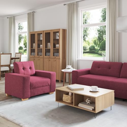 Qnhdfrt Sofa Garnitur 3-Sitzer Weinrot Stoff Modernes Design mit Kissen für Wohnzimmer Qnhdfrt Sofa Garnitur 3-Sitzer Weinrot Stoff Modernes Design mit Kissen für Wohnzimmer von Qnhdfrt